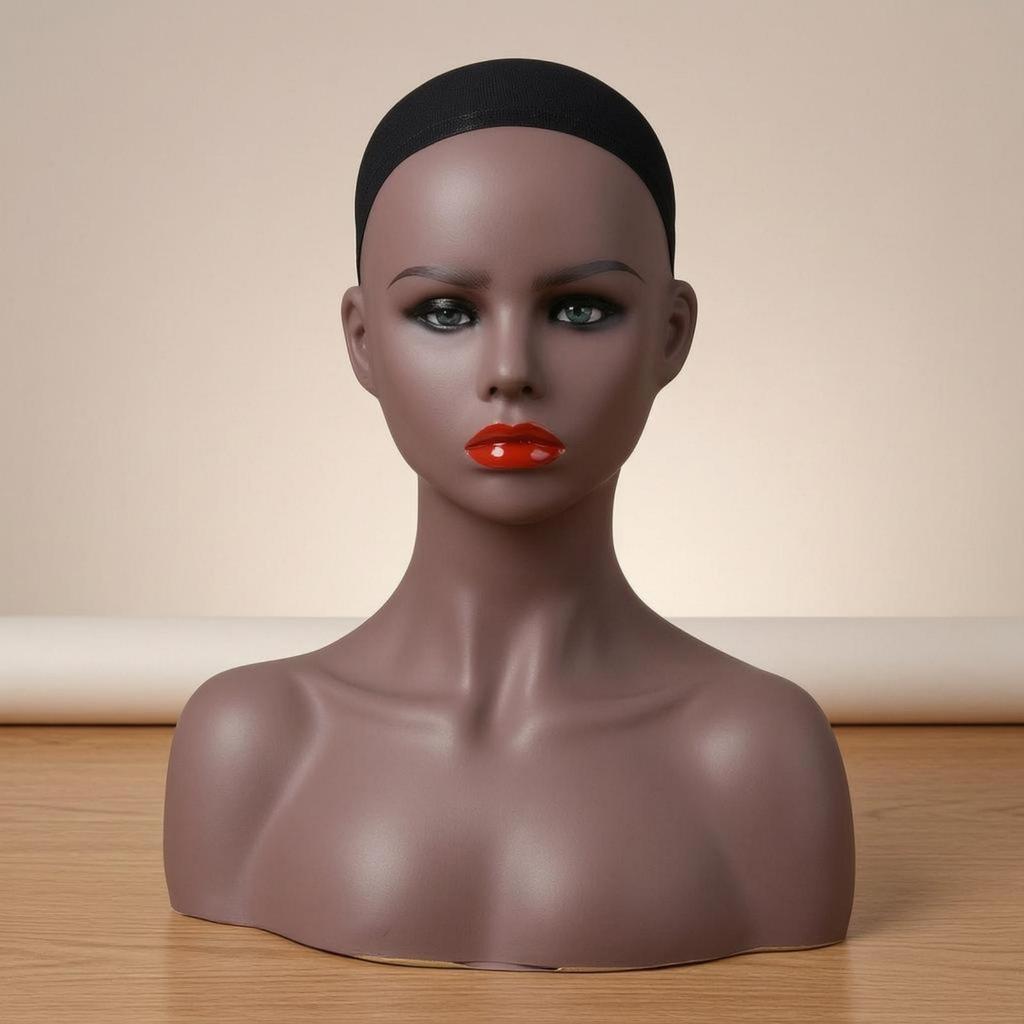Manikin Head with Shoulders PVC Mannequin Bust Extended Neck