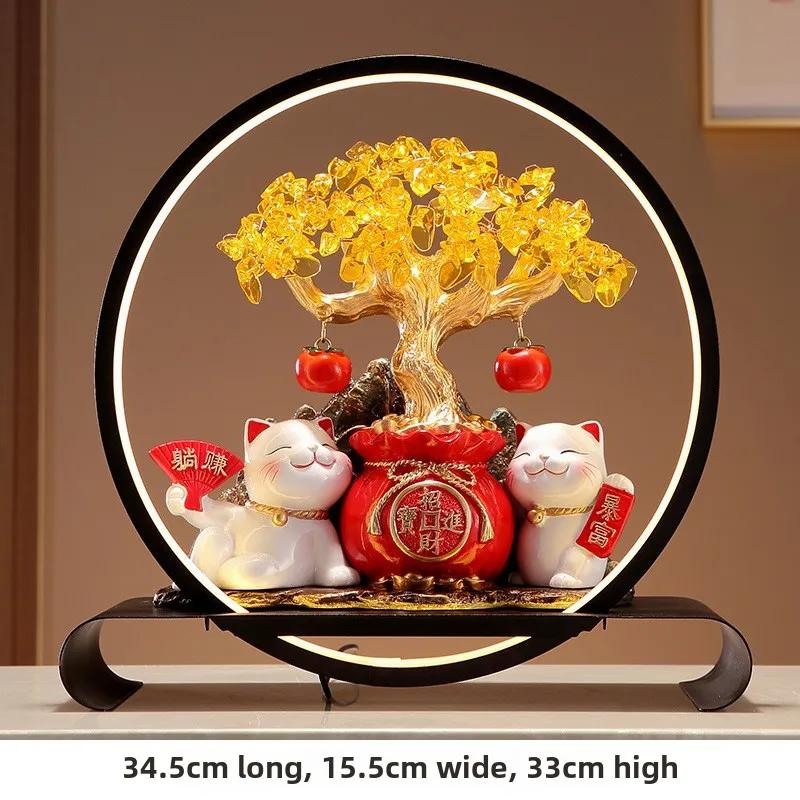 Lucky Cat Lantern Circle Lucky Money Tree Ornament Living Room Decoration Housewarming Opening Gift