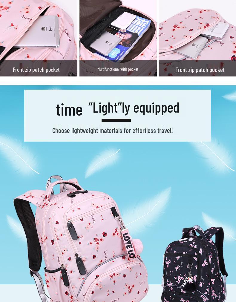Women's Korean Style Large Capacity Multi-Layer Backpack - Lightweight, Printed, Double Shoulder Bag for Students