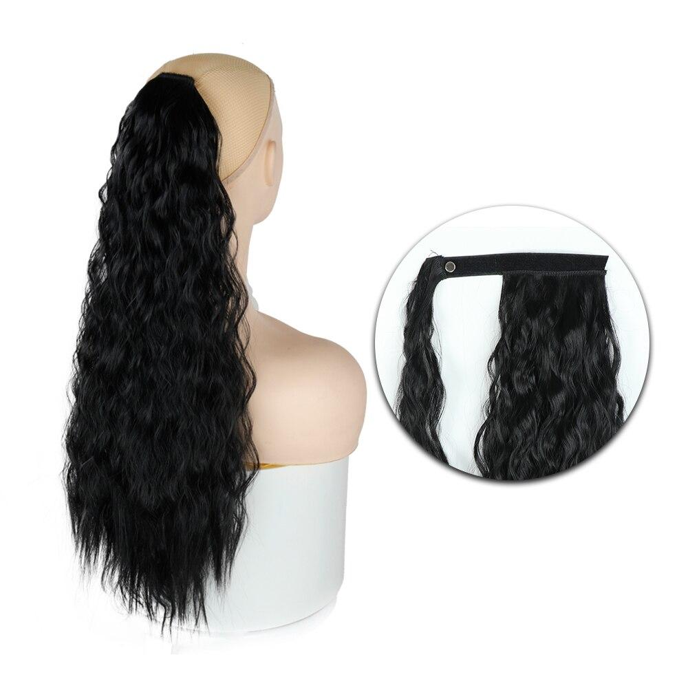 MISS WIG Synthetic Long Curly Fluffy Clip In Hair Extension Wrap Around Ponytail Heat Resistant Natural Wig For Women Daily Wear