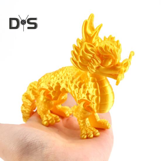 3D Printed Dragon Figurine Stress Relief Toy Realistic Looking Mini Chinese Dragon Statue Photography Prop Desktop Decoration