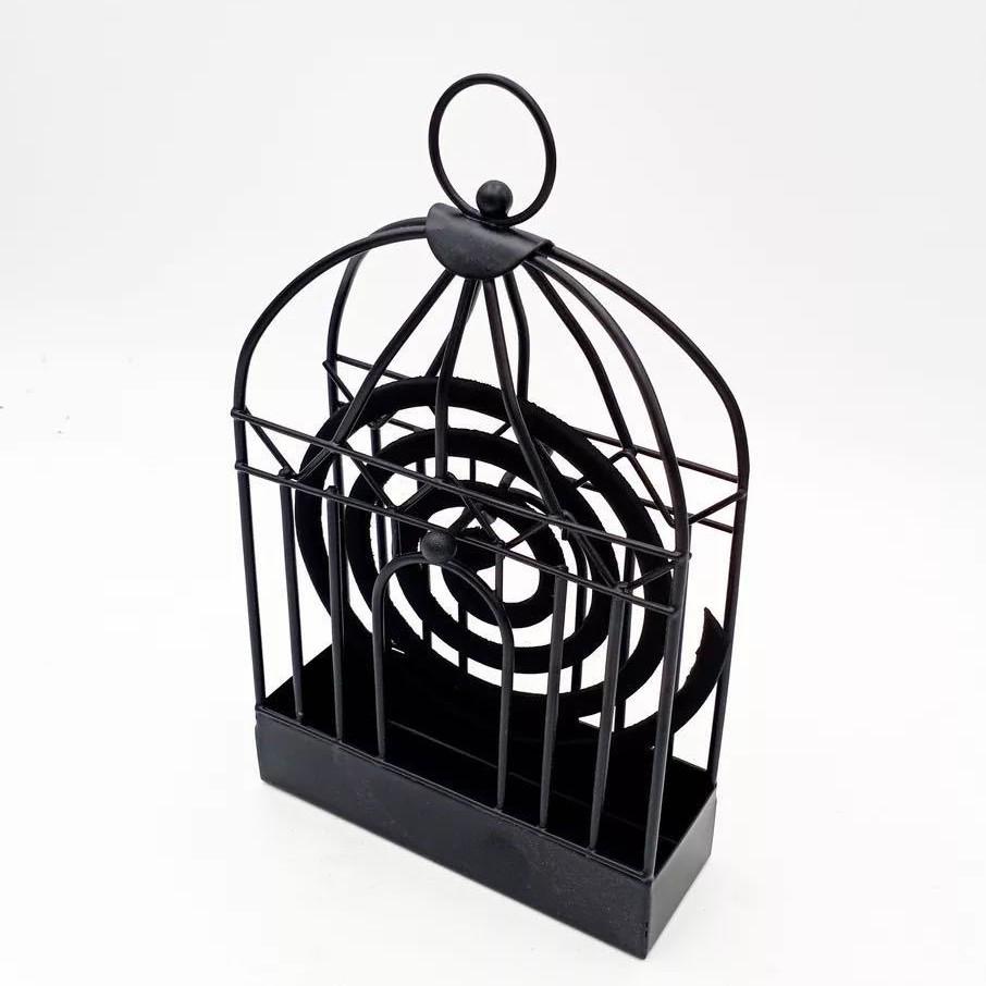 European Style Golden Wrought Iron Birdcage Mosquito Coil Holder - Creative Windproof Retro Design