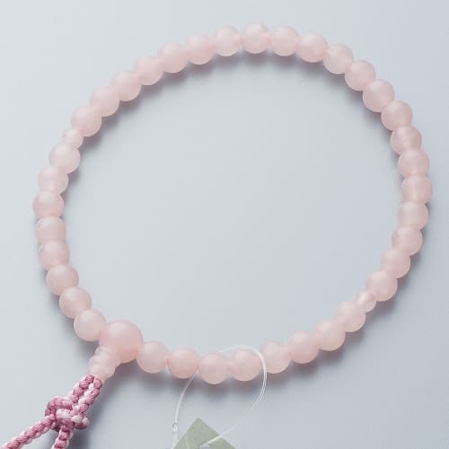 Buddhist Altar Shop Takita Shoten Buddhist Prayer Beads for Women, 7mm Rose Quartz Beads, Silk Brahma Tassel, Prayer Bead Bag, Suitable for All Sects,