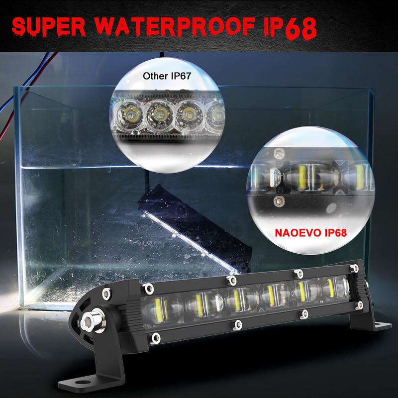 8inch LED Light Bar Floodlight Yellow Beam Ultra Strip LED Bar Work Light  Driving Fog Lamp for 4x4 Offroad Motorcycle SUV Truck