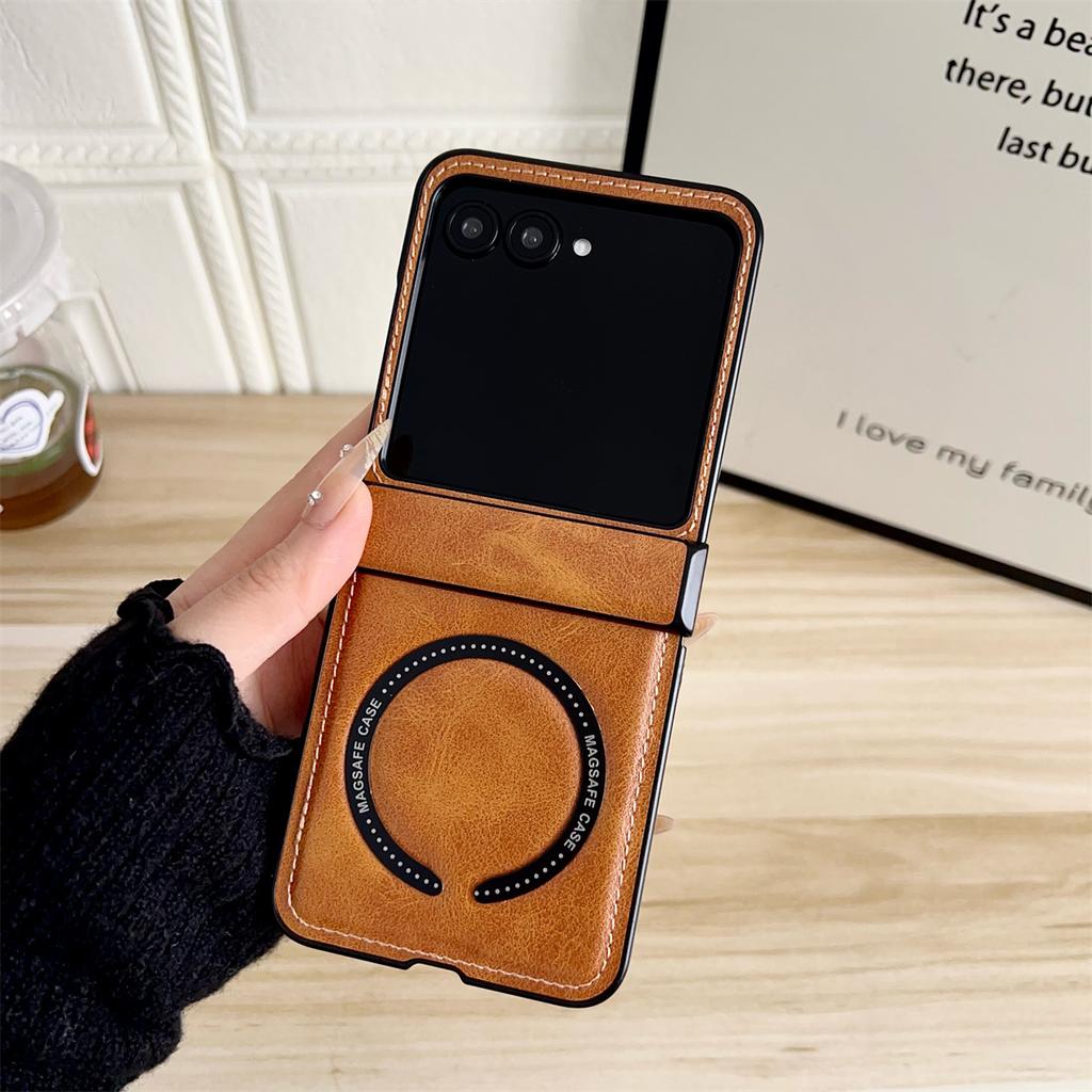Leder Magnetische Kabellose Lade Handyhülle für Motorola Razr 60 50 40 Ultra Moto Razr 60 50 Scharnierschutz Stoßfeste Abdeckung