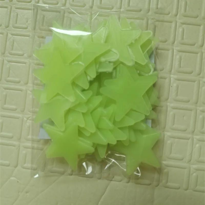 100 Pcs Luminous Fluorescent Wall Stickers 3D Stars Glow in The Dark Wall Stickers for Kids Baby Room Bedroom Ceiling Home Decor
