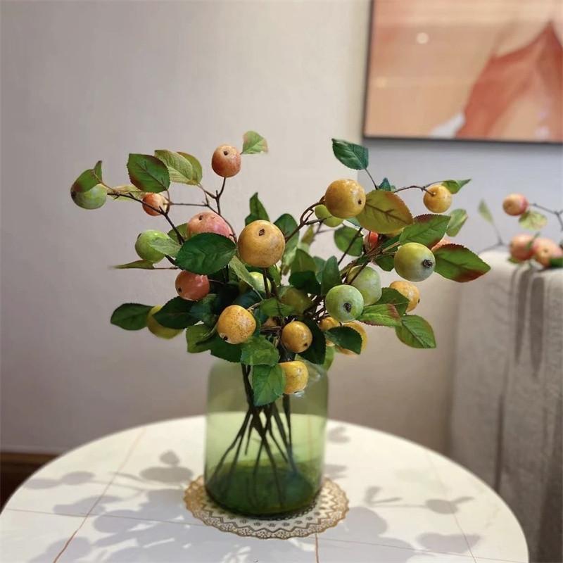 High Tactile Simulation of Small Apple Branches with Leaves Fruit Desktop Decoration Artificial Flowers Symbolizing Safety Fruit Home Decoration