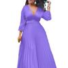 Neues, gelbes, hochtailliertes und dünnes, einfarbiges, temperamentvolles, retro-Chiffon-Langarm-Maxikleid