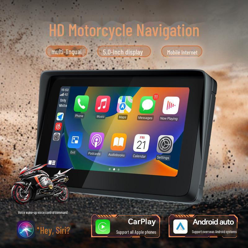 

Водонепроникний сенсорний навігатор із подвійним Bluetooth Carplay для мотоцикла 5 дюймів Q5S Motorcycle Navigation чорний