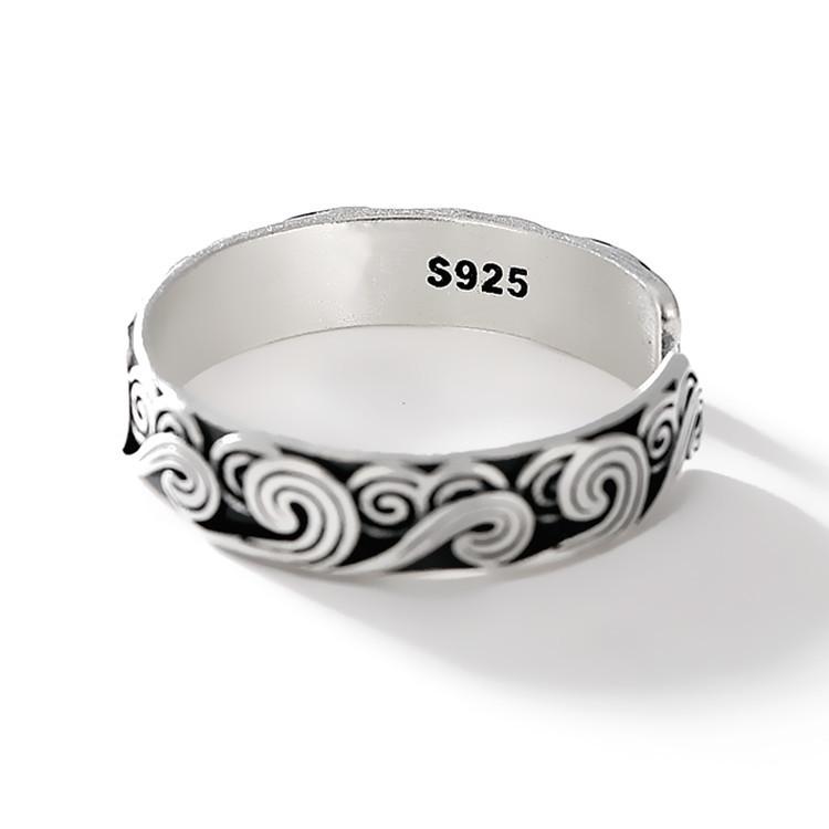 

PANJBJ 925 Silver Cloud Ring For Women Ethnic Retro Irregular Creativity Punk Jewelry Party Gift Dropshipping