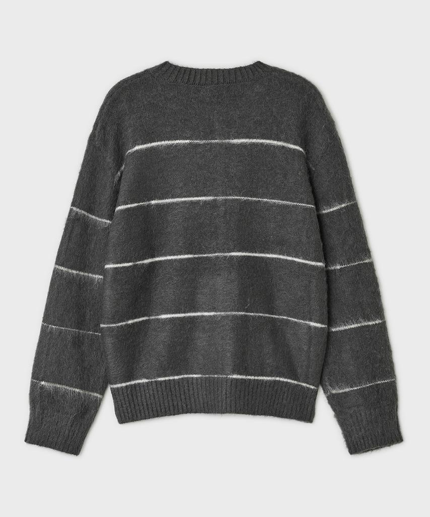 Belier Brushed Tom Cardigan - Grey Stripe