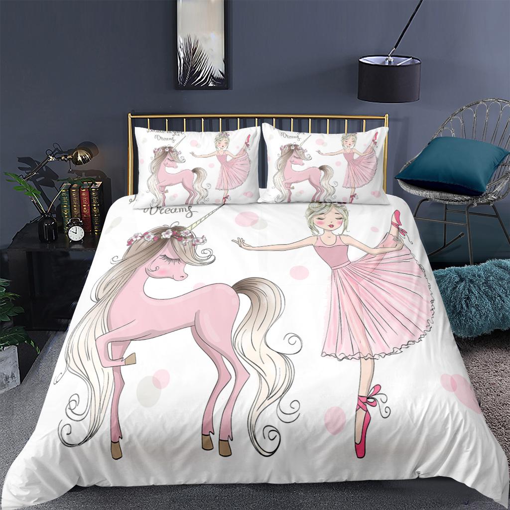 3D bed linen set girl dancer pattern printed duvet cover cushion cover ballet quilt cover cartoon house textiles