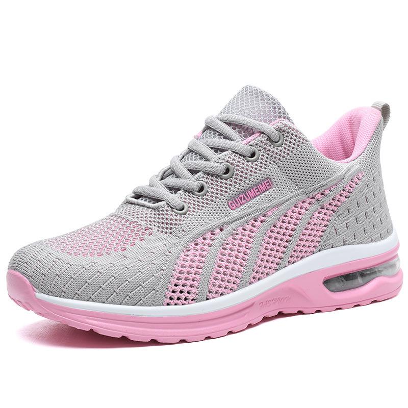 Pink Ladies Sneakers Women's Casual Shoes Breathable Mesh Sneakers Soft Bottom Air Cushion Shock Absorption Zapatillas De Mujer