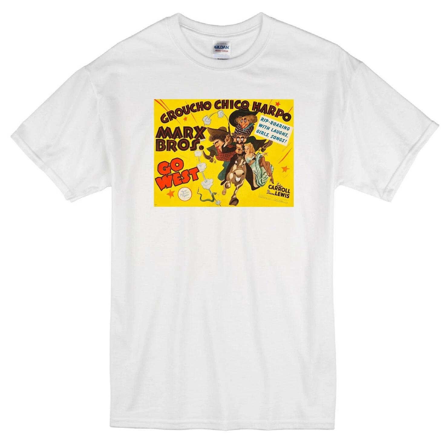 MARX BROTHERS GO WEST GROUCHO CHICO HARPO CLASSIC COMEDY MOVIE WHITE T-shirt S