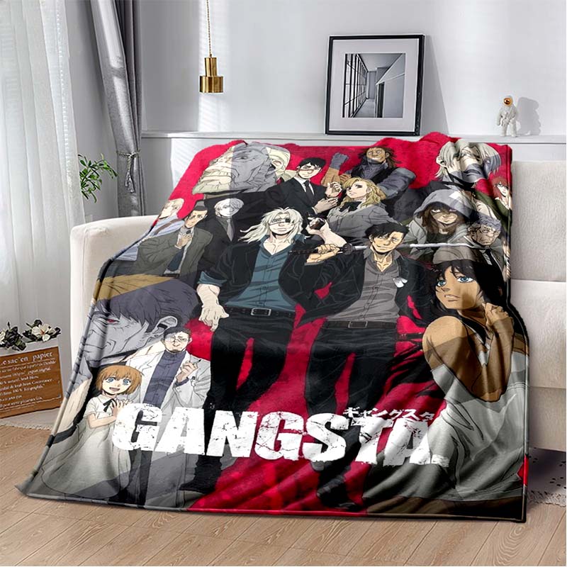 Gangsta Anime Nicolas Brown Print Soft Flannel Throw Blanket Lightweight Warm Sofa Couch Bed Home Decor Cover