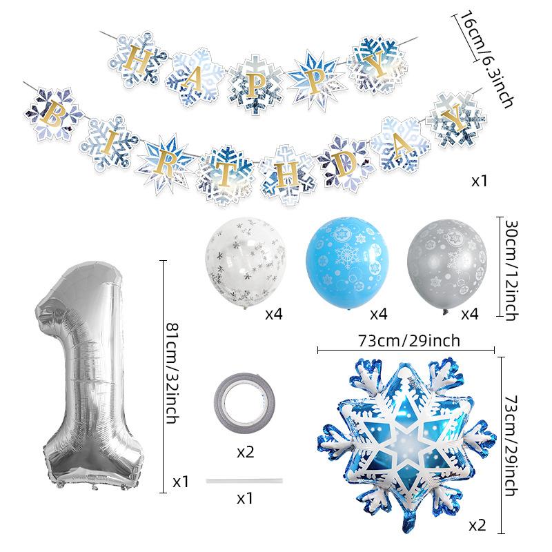 Christmas Snowflake Aluminum Film Balloon Set 32 Inch Digital Flag Children'S Birthday Party Decoration