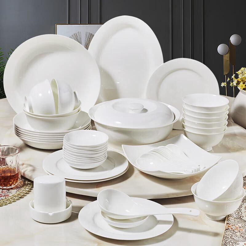 Haolaibao 34-предметный обеденный сервиз из чистой белой костяной керамики