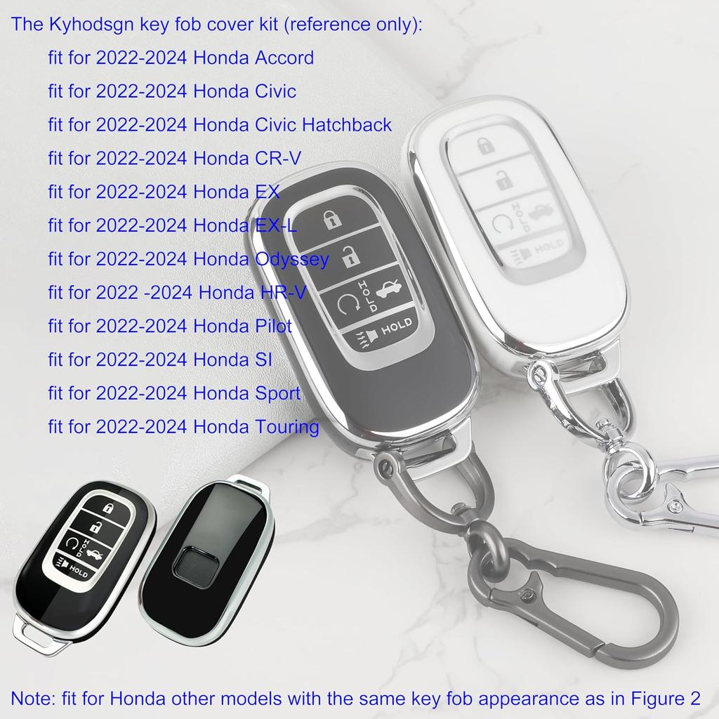 Key Fob Cover For Honda 2024 Accord Civic Pilot - TPU Key Case For Honda CR-V HR-V Sport SI EX EX-L Touring Odyssey 5 Buttons Remote Key Fob (Pack