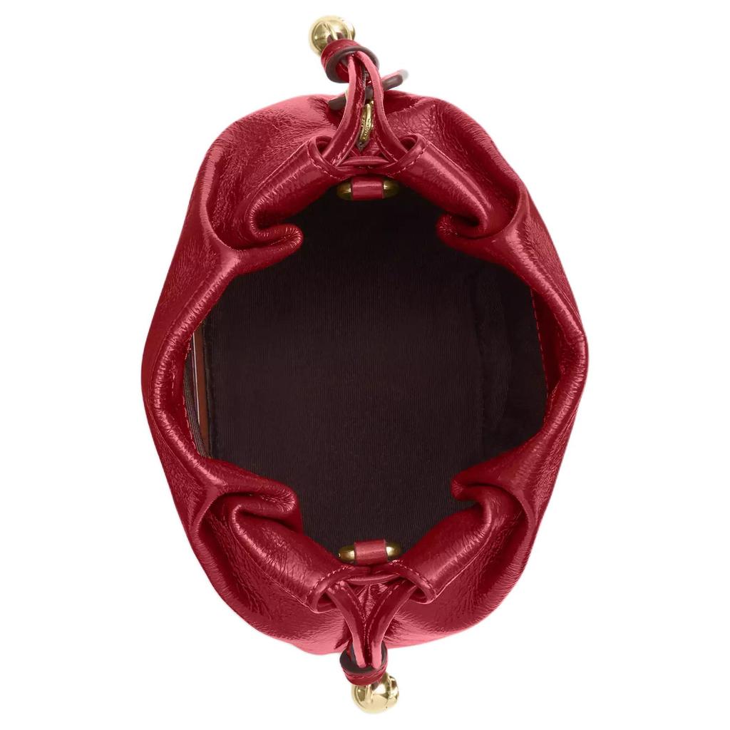 Coach Faye 18 Gold Logo Drawstring Bucket Bag Wrinkled Leather Mini Shoulder Bag Red Women bags CDB68-IMPX1