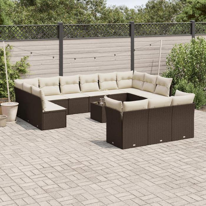 VidaXL Garden Lounge Set with Cushions 14 Pcs, Sofas with Adjustable Feet, Outdoor Furniture Set Patio Terrace, 3250302