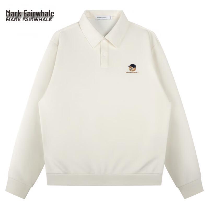 MARK FAIRWHALE Men's Bear Embroidered Polo Sweatshirt