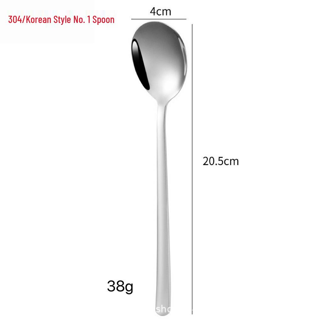 Long-Handled Korean-Style 304 Stainless Steel Spoon & Fork Set: Dessert, Tea, Coffee, Stirring, and Soup Utensils