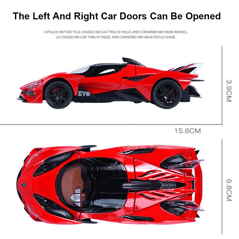 1/32 Apollo EVO Scale Alloy Sport Car Model Diecasts Vehicle Model with Light Sound Pull Back Car Toys for Child Birthday Gifts