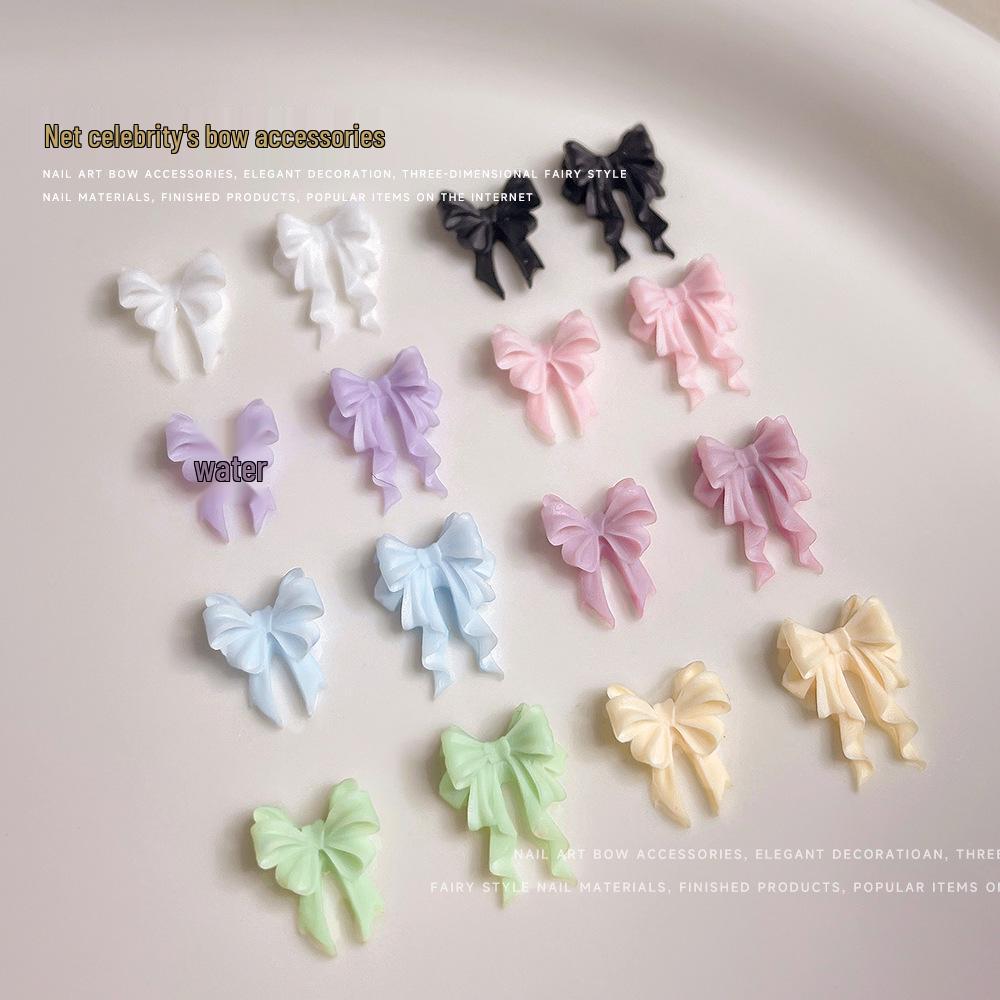 Japanese Macaron Ribbon Bow Resin 3D Nail Art Accessories