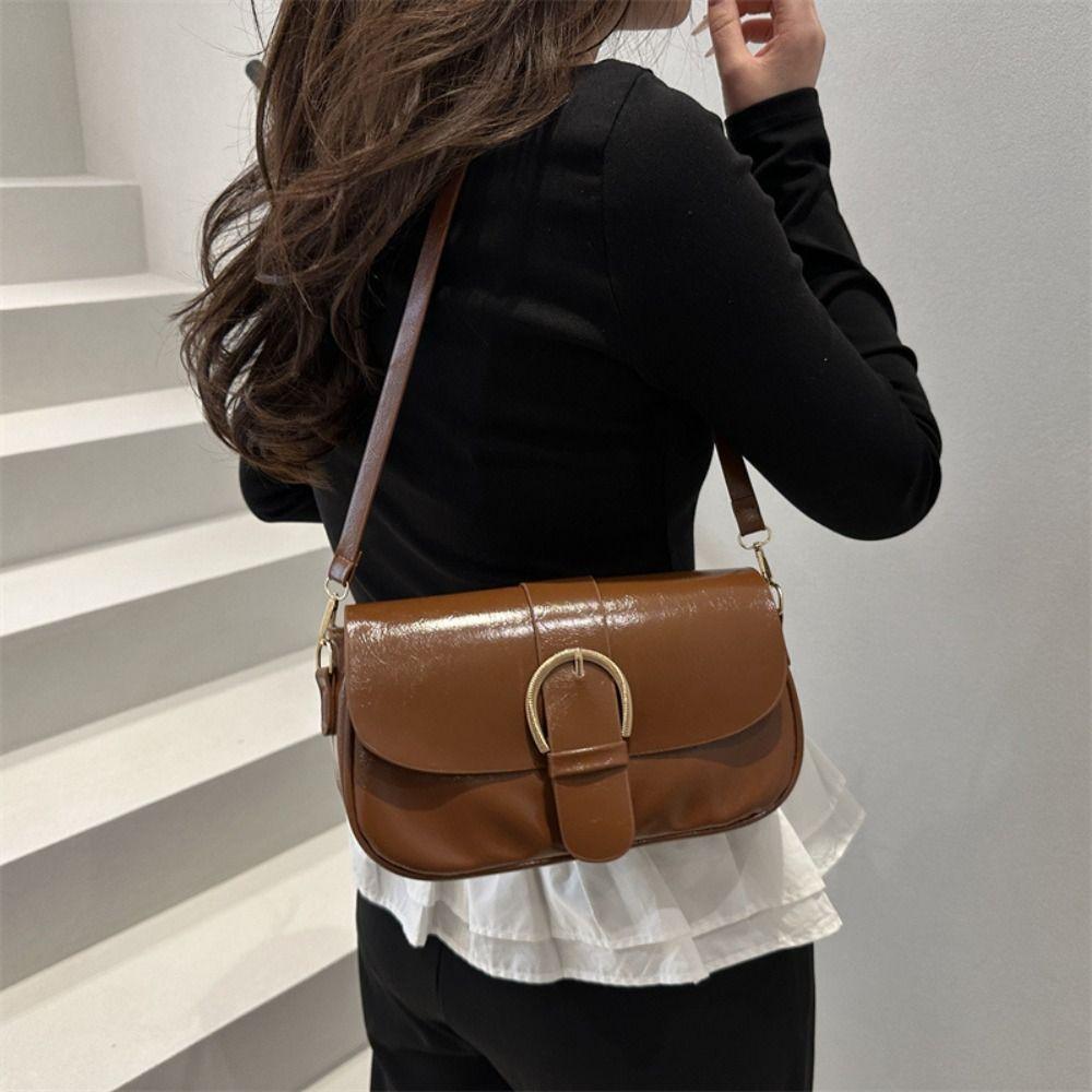 Einfarbige Schnalle Achseltasche Vintage Spicy Girl Handtasche Lässige Y2k Umhängetasche Damen