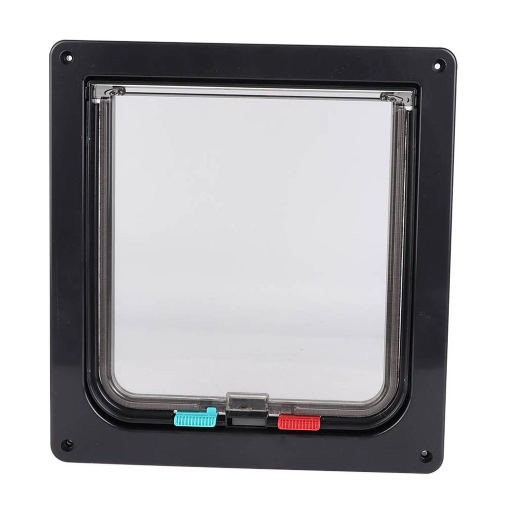 ABS Acrylic Pet Cats Screen Door Window Lockable Waterproof Medium Cat Flap (black)