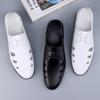 Men's Leather Sandals Moccasins Men Business Dress Sandals Italian Style Handmade Leather White Black Office Shoes Men Sandalias