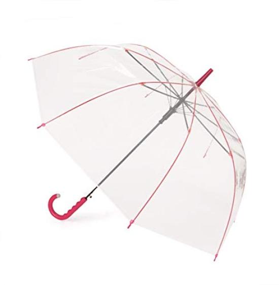 Colorful Umbrella 60cm Vinyl Umbrella Fiberglass Automatic Opening Umbrella Non-slip LA-0001 (Pink)