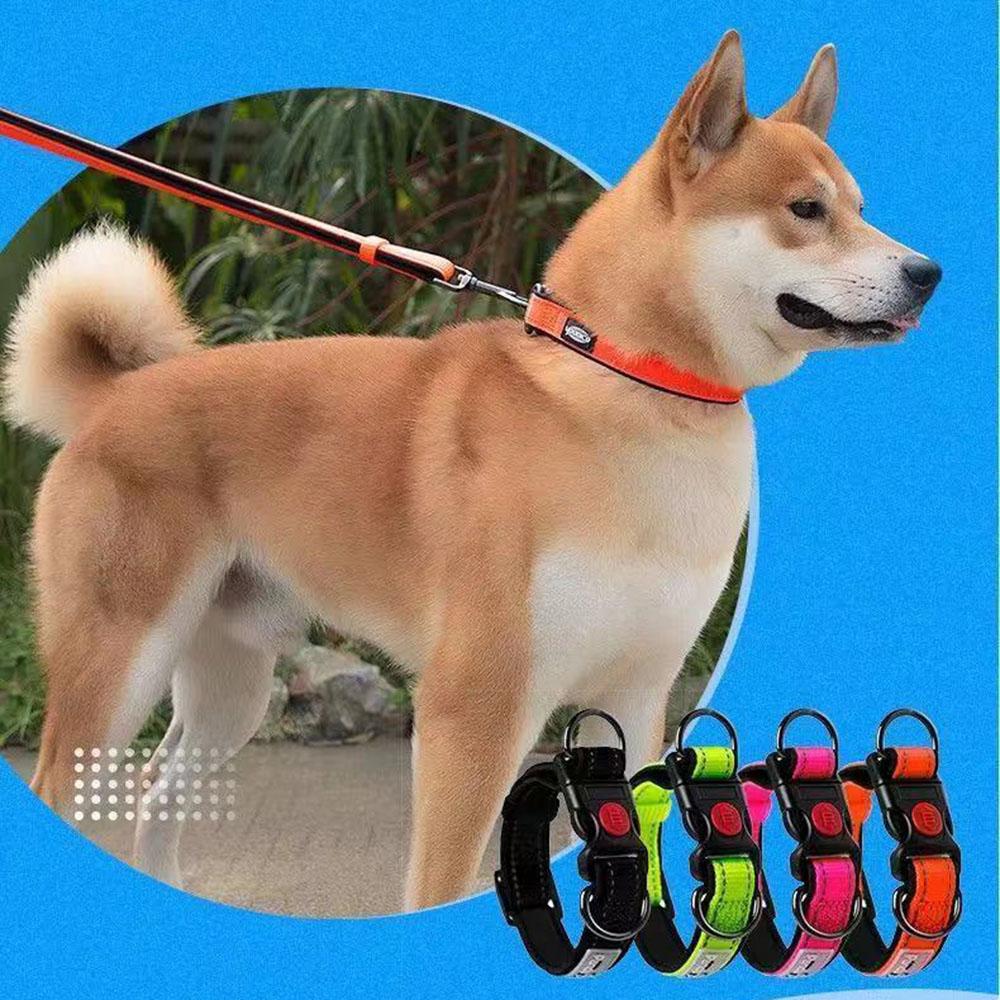 Dog Collar for Large Dogs Reflective Dog Collar with Safe Lock Quick Release Buckle Comfortable Neoprene Padded Nylon Pet Collar