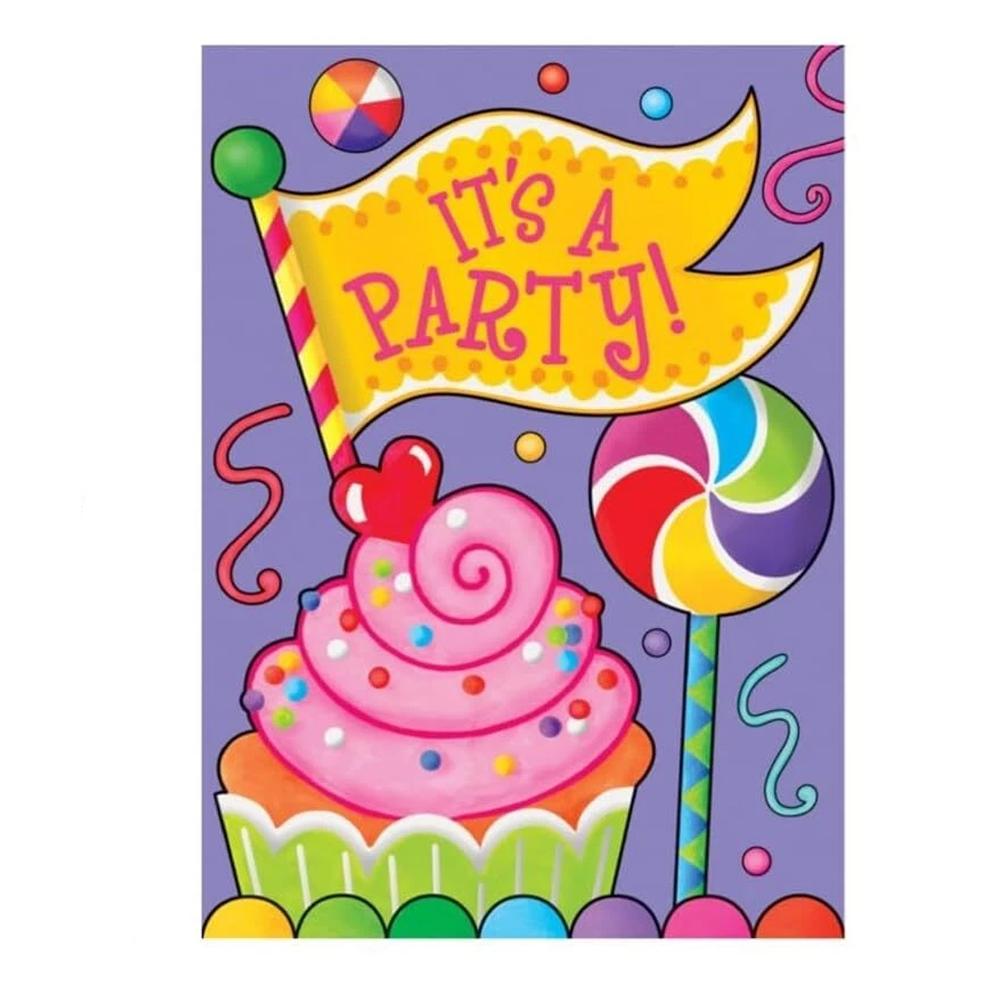 Unique Party ItÂ´s A Party Candy Invitations (Pack of 8)