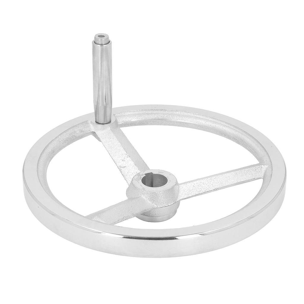 Drehbares Handrad 250 mm Durchmesser Gusseisen verchromt 3 Speichen mit drehbarem Griff für Drehbank Fräse