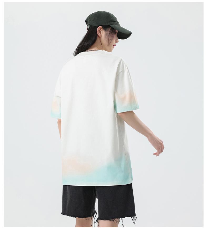 Men's Teen Trend American Heavyweight Short Sleeve Loose Printed T-shirt
