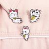 3Pcs Turbo Granny Cat Spying Enamel Pins Cartoon Anime Characters Cat Running Middle Finger Brooches Badge Funny Jewelry Gifts