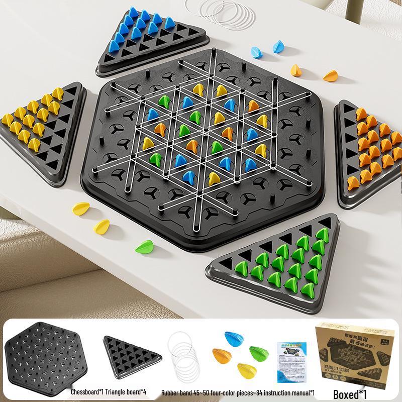 Geometric Chess Puzzle Triangle Game - Rubber Band Strategy & Family Interaction Toy