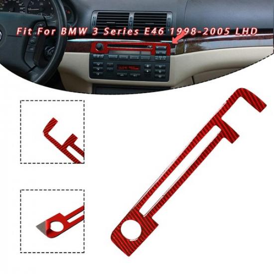 

Red For BMW 3 Series E46 98-05 Carbon Fiber Interior CD Panel Frame Cover Trim