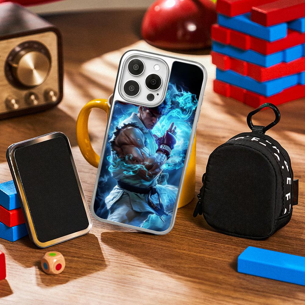 Game Street Fighter Classic Japan Poster Phone Case for iPhone 16 15 14 13 12 11 Pro Max Sheepskin Silver-edged Protective Case