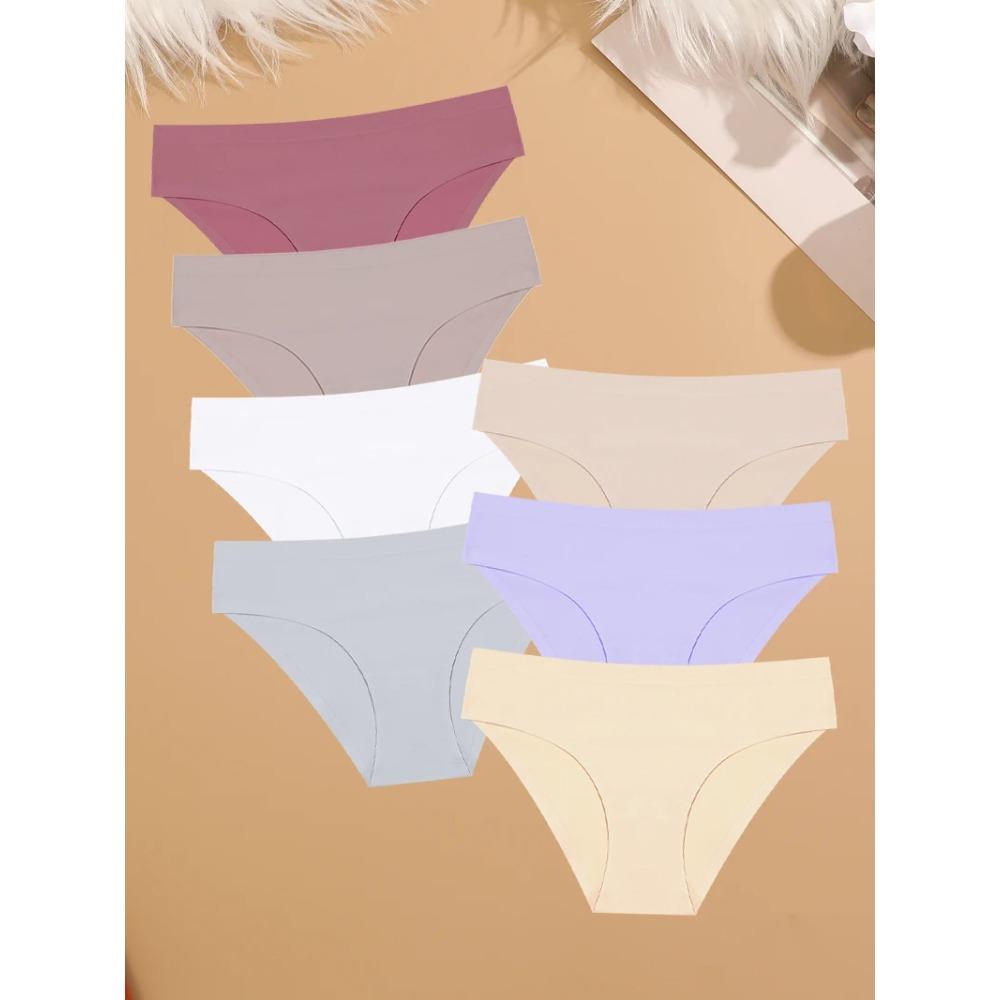 7Pcs Ice Silk Seamless Underwear For Women Sexy Ultra-thin Low Waist Panties Female Comfortable Soild Briefs Lingerie