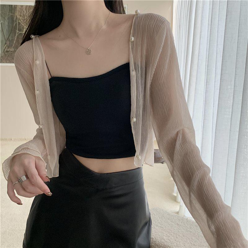 Women's French Sheer Mesh Sun Protection Cardigan - Lightweight Summer Shawl