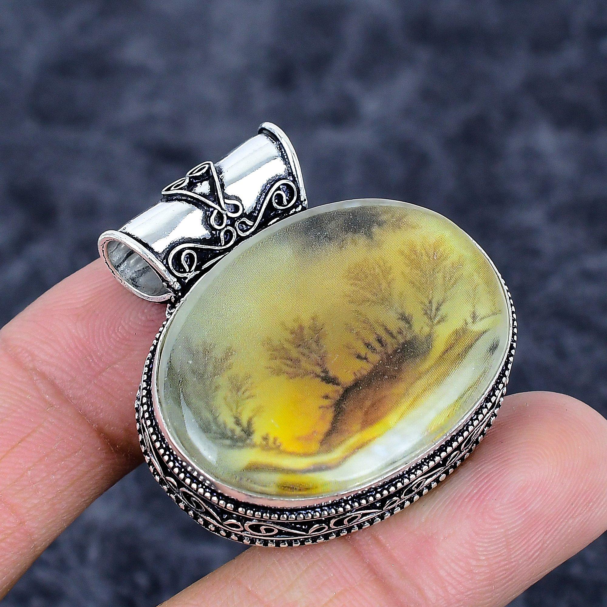 

Dendrite Opal Gemstone Handmade 925 Sterling Silver Jewelry Pendant 1.58 M-3273