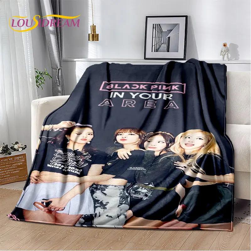 Black Pink Kpop Star Girl Group Soft Plush Blanket,Flannel Blanket Throw Blanket for Living Room Bedroom Bed Sofa Picnic Cover