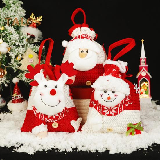 Weihnachts-Süßigkeitentüte, Schneemann, Weihnachtsmann, Rentier, Puppentasche, Kordelzug, Weihnachts-Goody-Halter, Geschenktüten für Heiligabend