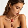 Bohemian Minimally Designed Multi-layer Resin Pendant with Diamond Inlaid Geometric Necklace for Women Fashion Daily Party Gifts