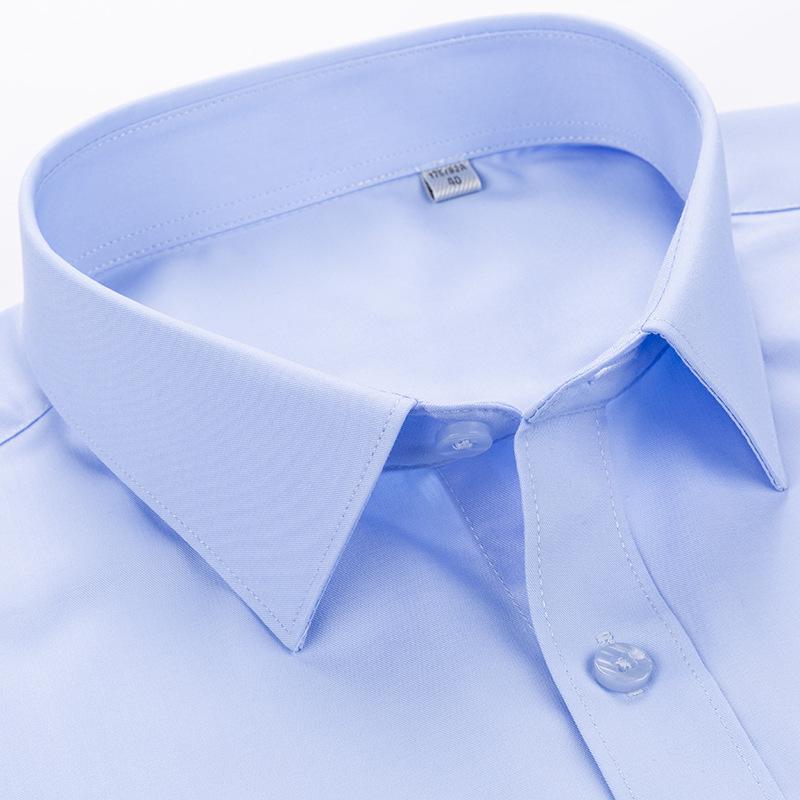 2024 Men's White Slim Fit Bamboo Fiber Long Sleeve Iron-Free Business Shirt