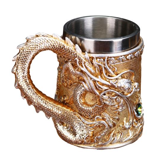 Dragon Coffee Mug with Ergonomic Handle Insulated Metal Glaze Dragon Mug for Hot Drinks Stylish Embossed Dragon Cup Gifts for Men Tea Beer Steins