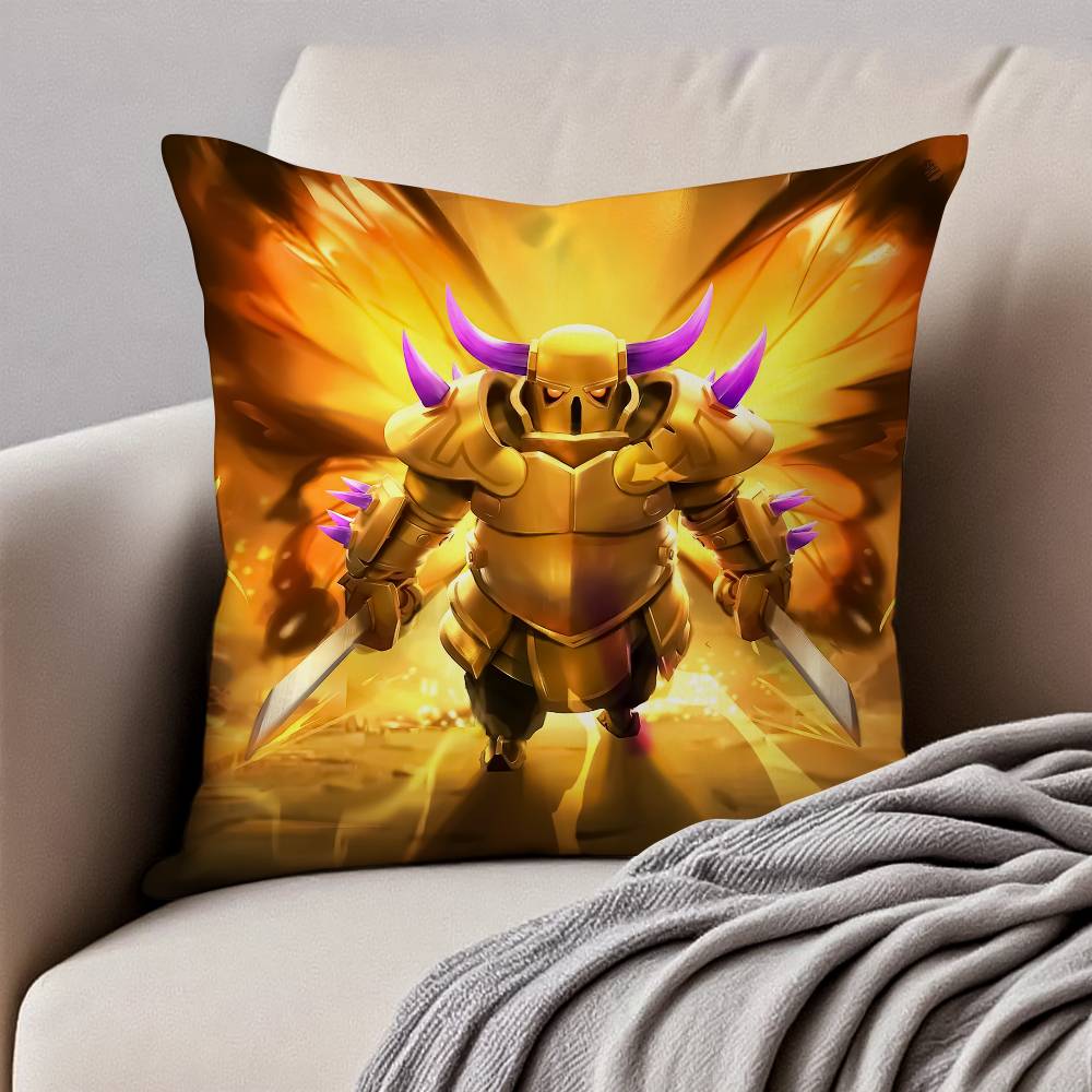 

Anime C-Clash R-Royale Pillow Case Anti-dustmite Pillowcase Invisible Zipper Silky Short Plush Sofa Cushion Cover 12x12Inch