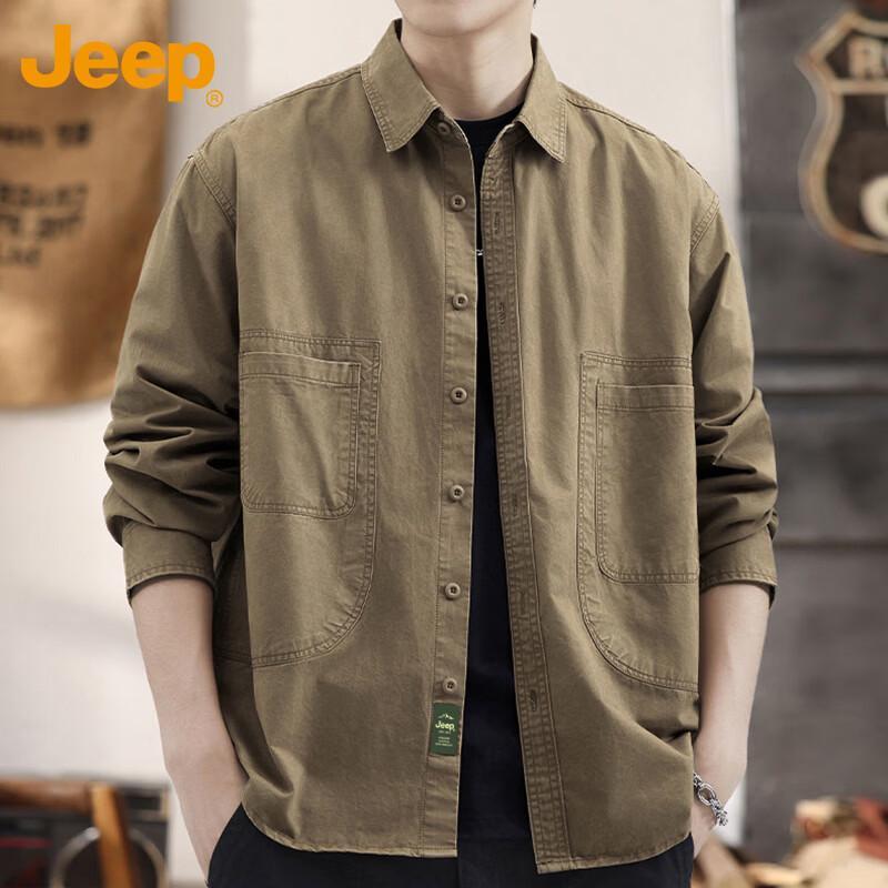 JEEP Men's Casual Cotton Long Sleeve Utility Shirt
